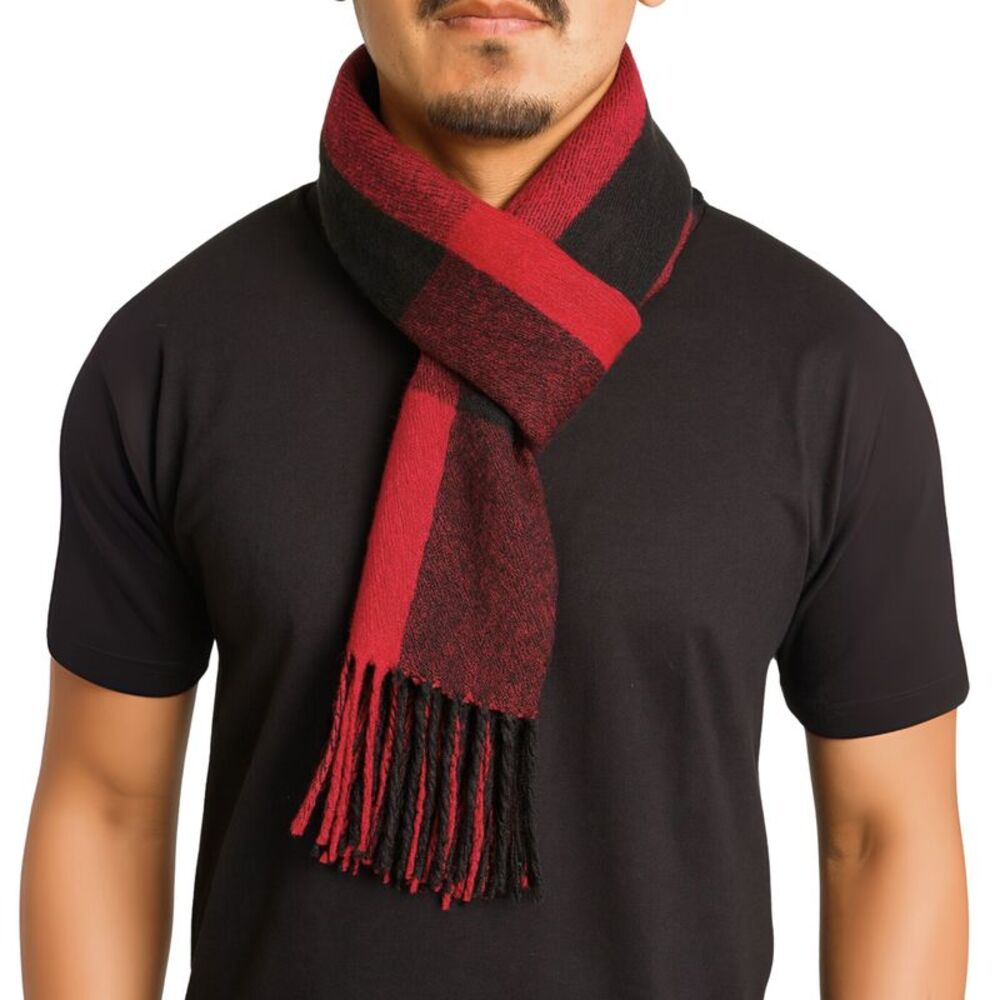 Alpine Swiss Mens Plaid Scarf Soft Winter Shawl Lightweight Cold-Weather Gear